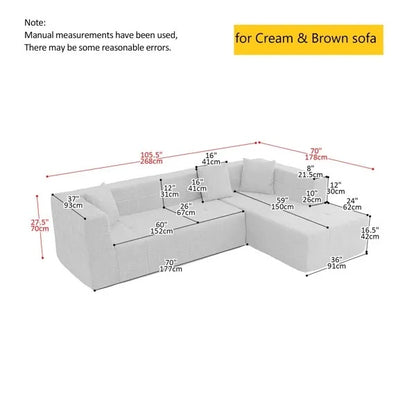 Modular L-Shaped Sectional Floor Couc