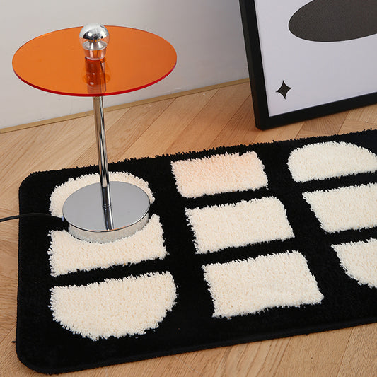Black And White Plaid Bedroom Bedside Rug