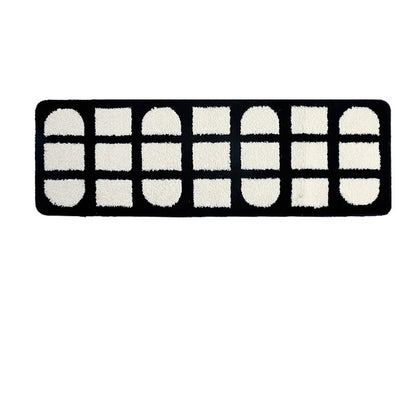 Black And White Plaid Bedroom Bedside Rug