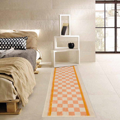 Cashmere-like Modern Minimalist Chessboard Long Rug