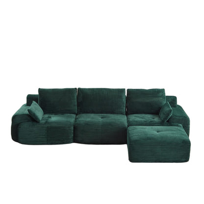 Cloud Modular Sectional Sofa,Corduroy Fabric,Extra Deep Loveseat,No Assembly Required,Green
