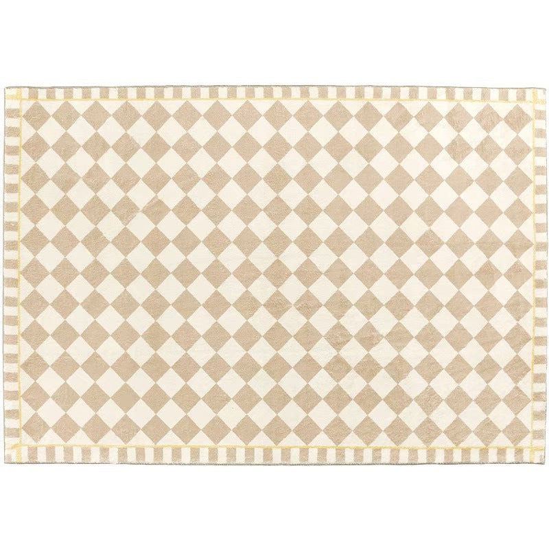 French Medieval Living Room Checkerboard Rug