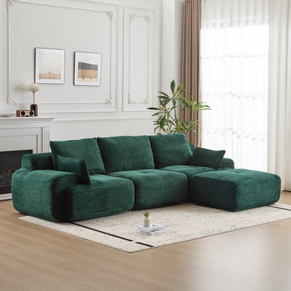 Cloud Modular Sectional Sofa,Corduroy Fabric,Extra Deep Loveseat,No Assembly Required,Green
