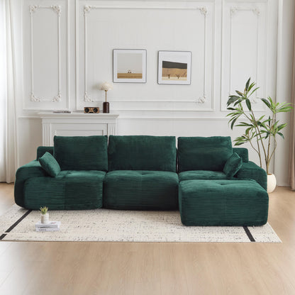 Cloud Modular Sectional Sofa,Corduroy Fabric,Extra Deep Loveseat,No Assembly Required,Green