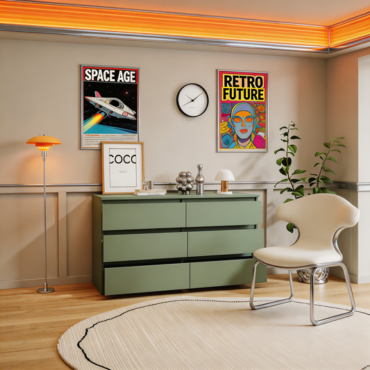 Green Large 6-drawer Cabinet Dressing Table